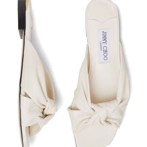 Jimmy Choo White Knot Mules